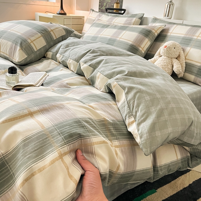 91家纺网 家纺一手货源 找家纺 吉象家纺 2025新款全棉纯棉印花北欧简约系列四件套 布里克