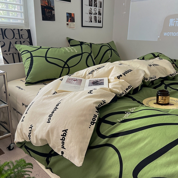 91家纺网 家纺一手货源 找家纺 吉象家纺 2025新款全棉纯棉印花北欧简约系列四件套 极简