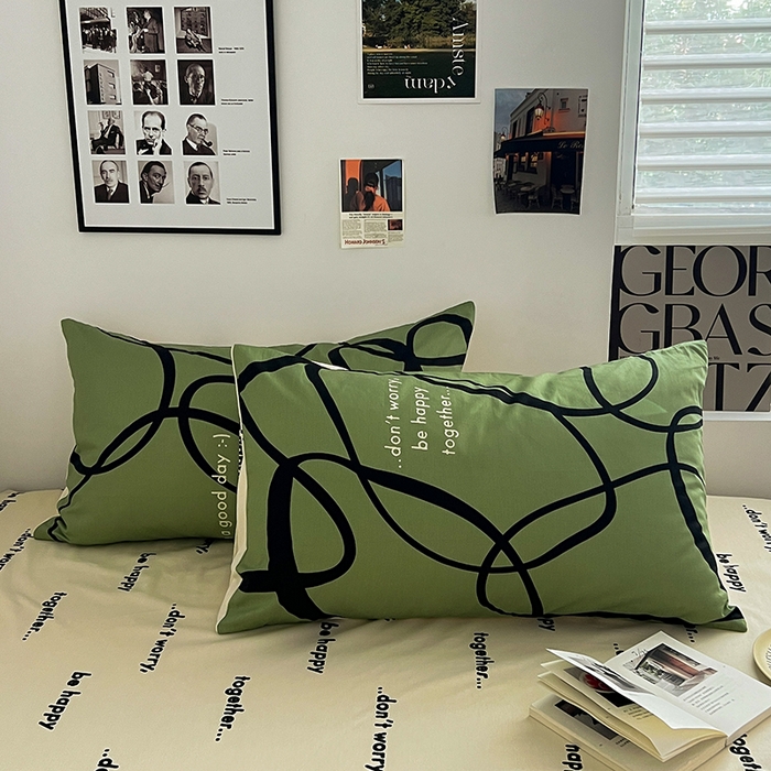 91家纺网 家纺一手货源 找家纺 吉象家纺 2025新款全棉纯棉印花北欧简约系列四件套 极简