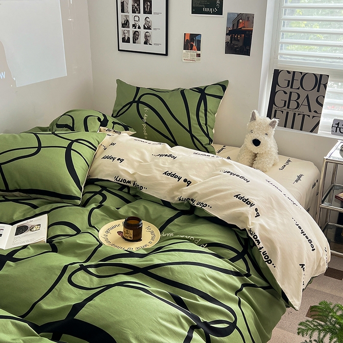 91家纺网 家纺一手货源 找家纺 吉象家纺 2025新款全棉纯棉印花北欧简约系列四件套 极简