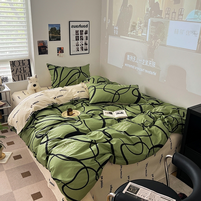 91家纺网 家纺一手货源 找家纺 吉象家纺 2025新款全棉纯棉印花北欧简约系列四件套 极简