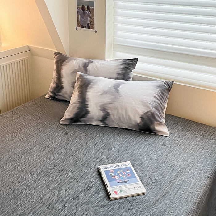 91家纺网 家纺一手货源 找家纺 吉象家纺 2025新款全棉纯棉印花北欧简约系列四件套 水墨画