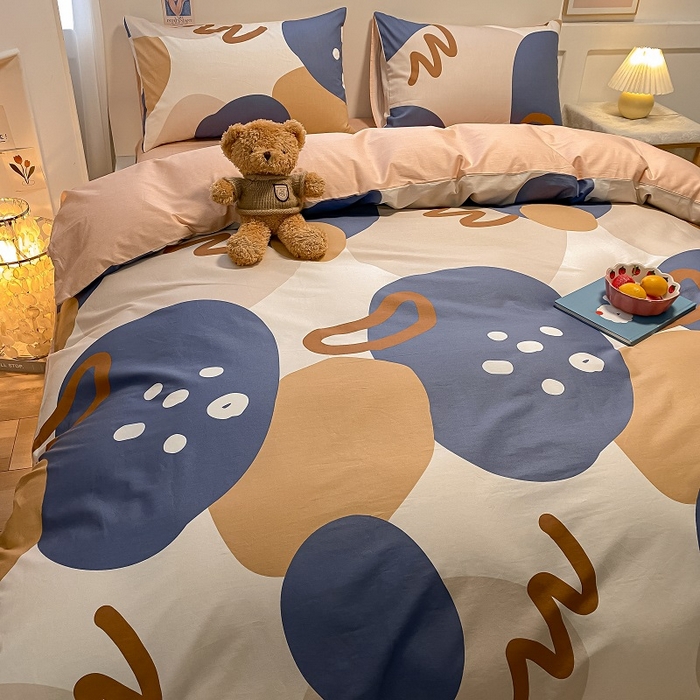 91家纺网 家纺一手货源 找家纺 吉象家纺 2025新款全棉纯棉印花北欧简约系列四件套 悉尼-豆沙