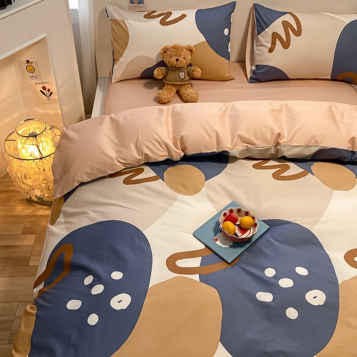 91家纺网 家纺一手货源 找家纺 吉象家纺 2025新款全棉纯棉印花北欧简约系列四件套 悉尼-豆沙