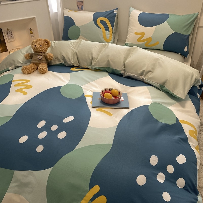 91家纺网 家纺一手货源 找家纺 吉象家纺 2025新款全棉纯棉印花北欧简约系列四件套 悉尼-绿