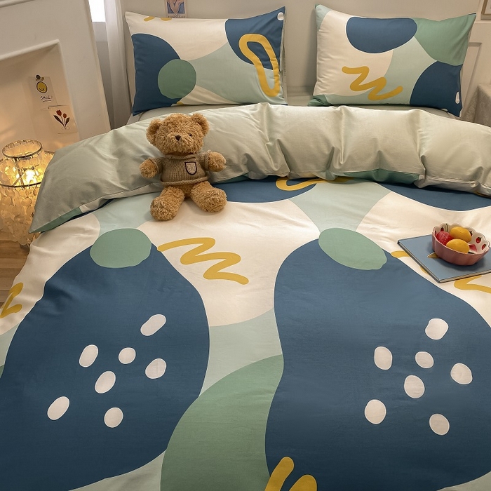 91家纺网 家纺一手货源 找家纺 吉象家纺 2025新款全棉纯棉印花北欧简约系列四件套 悉尼-绿