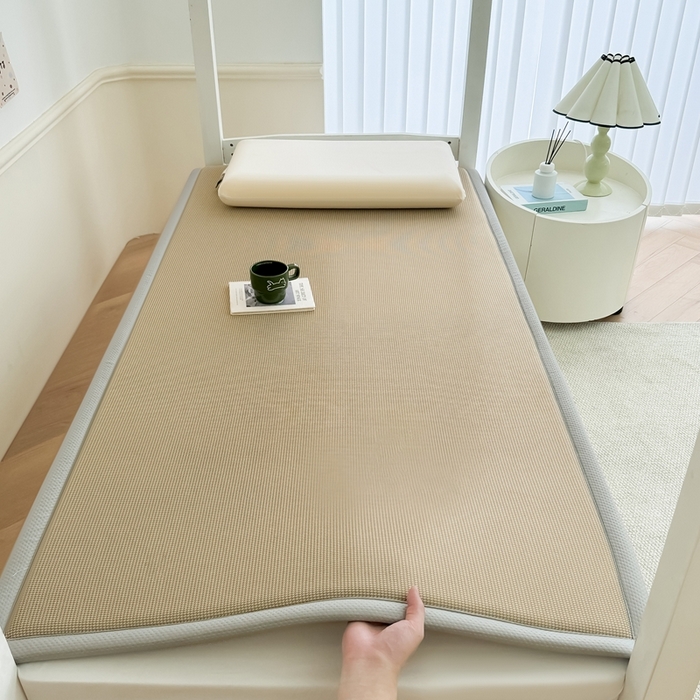 91家纺网 家纺一手货源 找家纺 卡罗兰 2025新款碳光冰丝按摩学生床垫床褥 双面 四季通用 咖啡