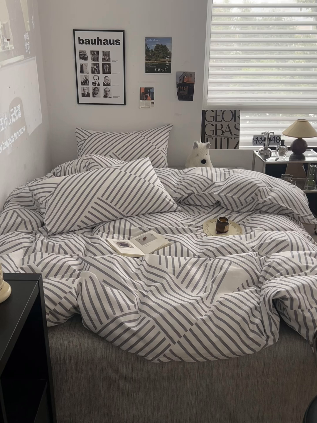 91家纺网 家纺一手货源 找家纺 吉象家纺 2025新款全棉纯棉印花北欧简约系列四件套 语初灰