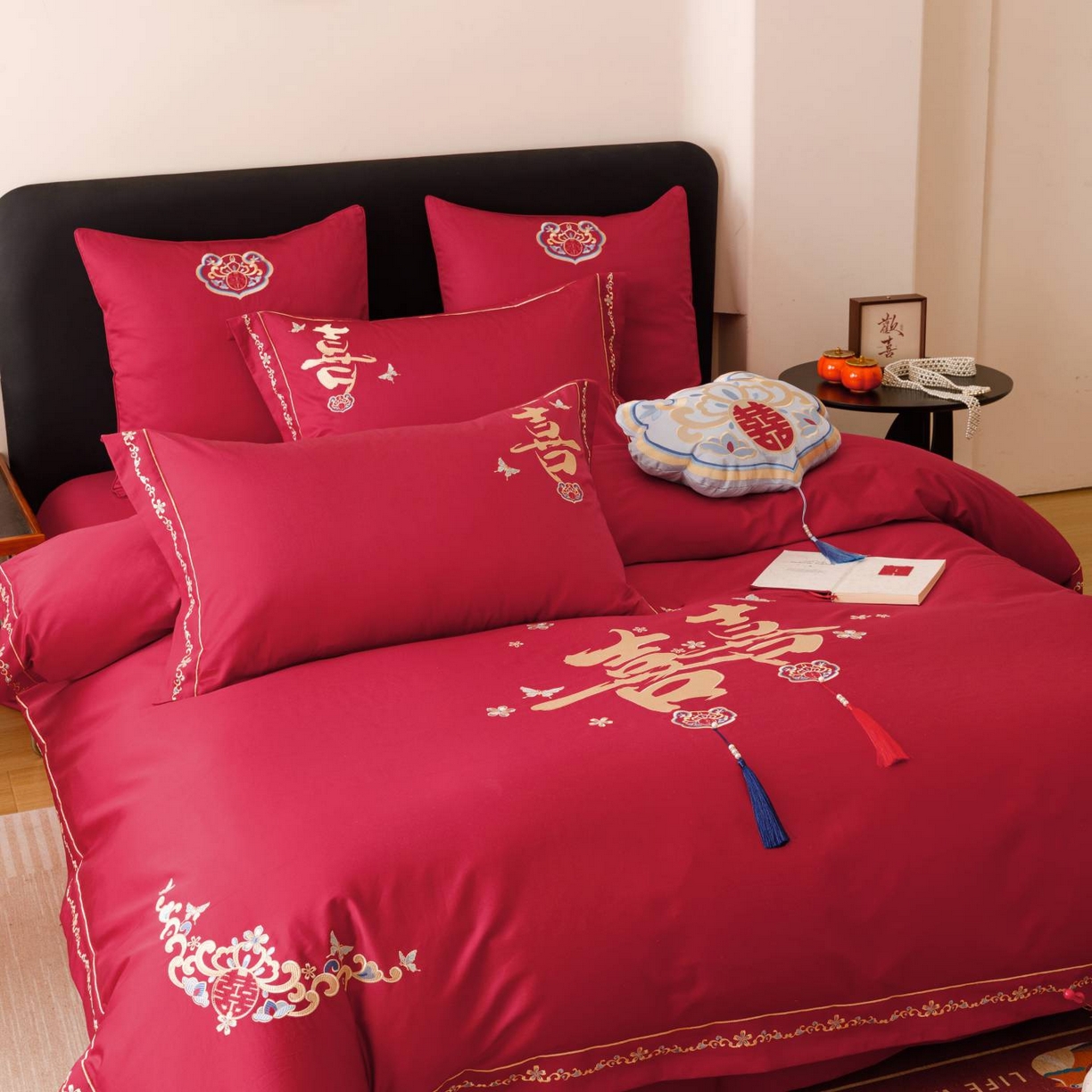 91家纺网 家纺一手货源 找家纺 （总）佳汐蓝家纺 2025秋冬新款100S澳棉全棉纯棉刺绣四件套