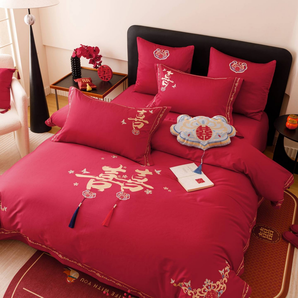 91家纺网 家纺一手货源 找家纺 （总）佳汐蓝家纺 2025秋冬新款100S澳棉全棉纯棉刺绣四件套