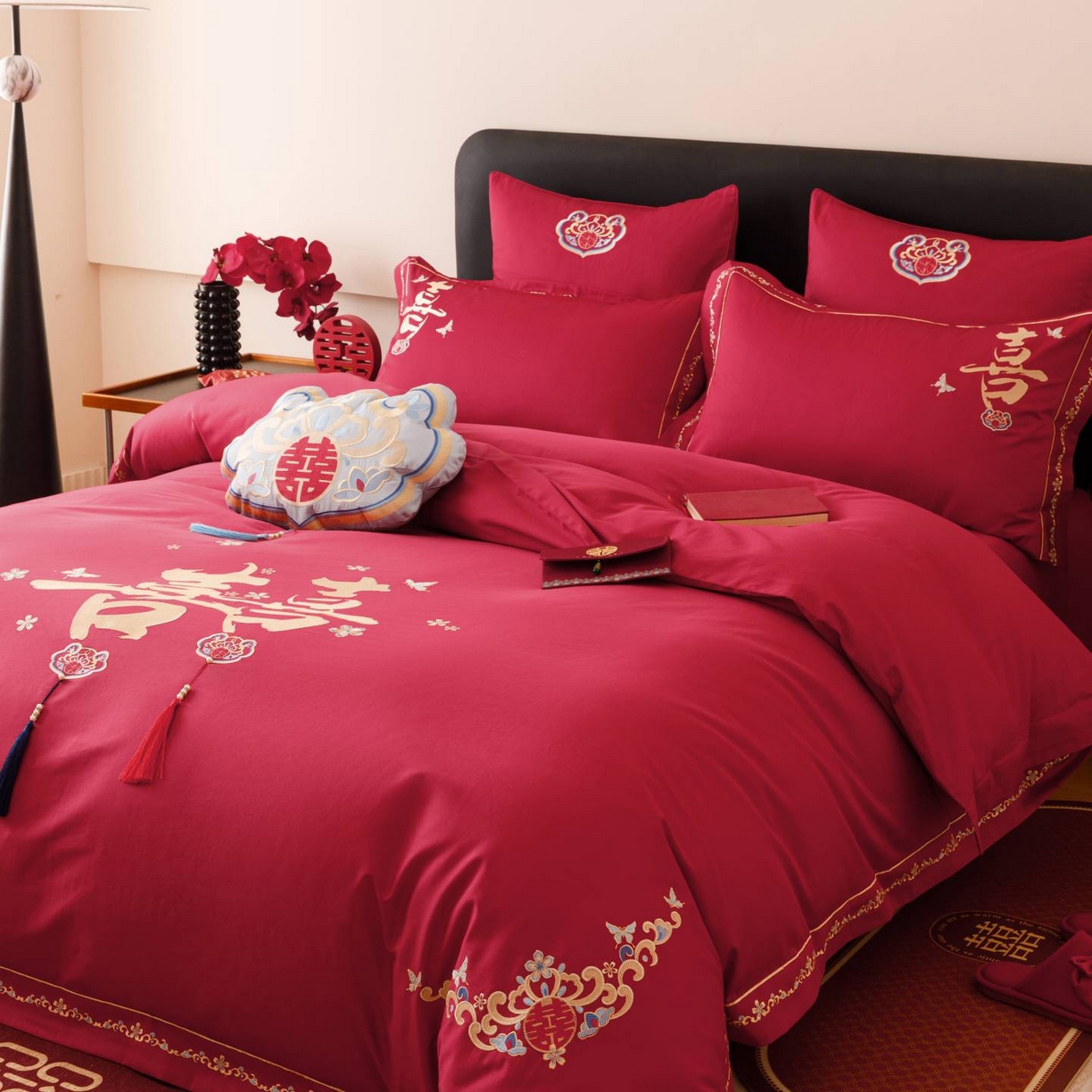 91家纺网 家纺一手货源 找家纺 （总）佳汐蓝家纺 2025秋冬新款100S澳棉全棉纯棉刺绣四件套