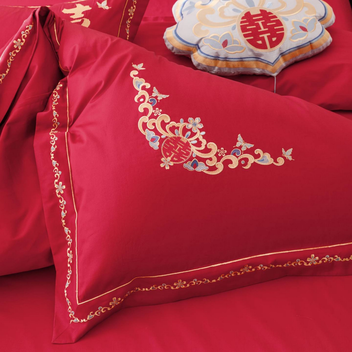 91家纺网 家纺一手货源 找家纺 （总）佳汐蓝家纺 2025秋冬新款100S澳棉全棉纯棉刺绣四件套