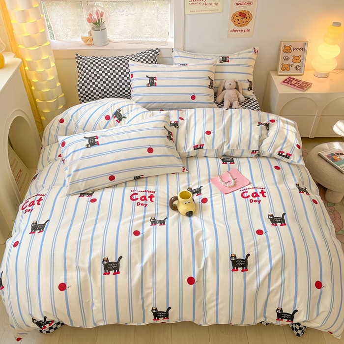 91家纺网 家纺一手货源 找家纺 （总）吉象家纺 2025新款亲肤舒适全棉纯棉小清新卡通系列四件套