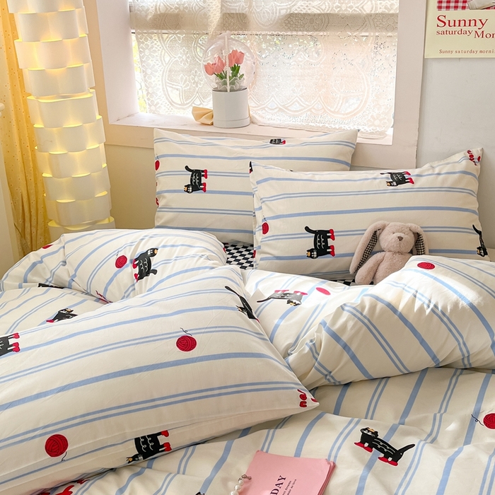 91家纺网 家纺一手货源 找家纺 （总）吉象家纺 2025新款亲肤舒适全棉纯棉小清新卡通系列四件套