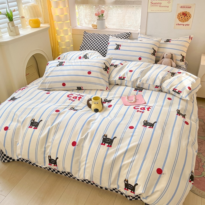 91家纺网 家纺一手货源 找家纺 （总）吉象家纺 2025新款亲肤舒适全棉纯棉小清新卡通系列四件套