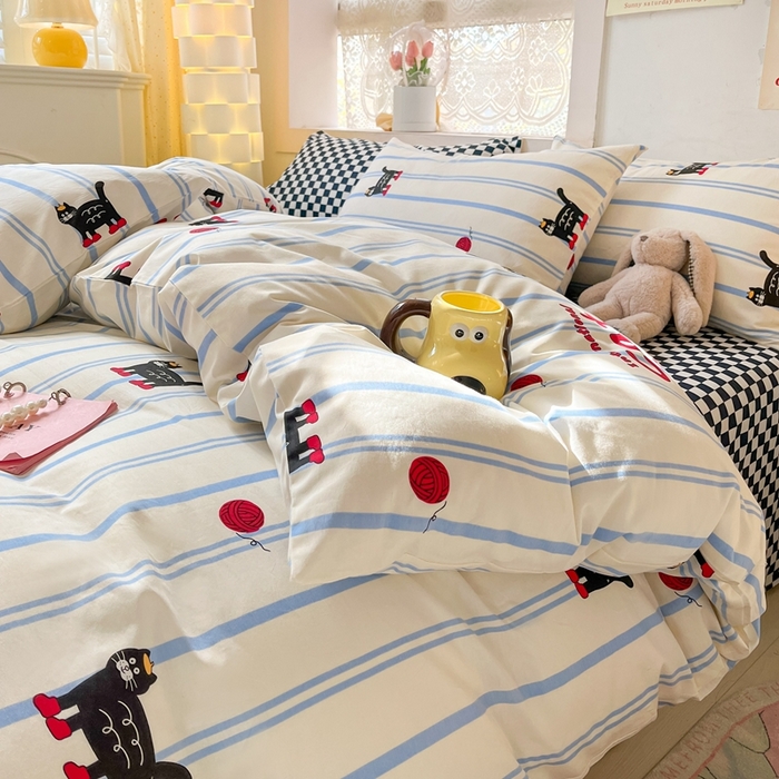 91家纺网 家纺一手货源 找家纺 （总）吉象家纺 2025新款亲肤舒适全棉纯棉小清新卡通系列四件套