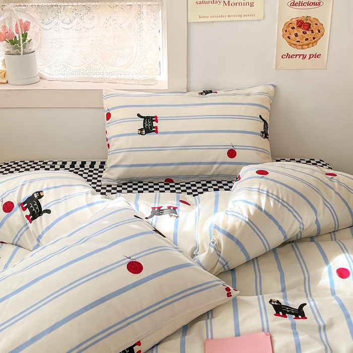 91家纺网 家纺一手货源 找家纺 （总）吉象家纺 2025新款亲肤舒适全棉纯棉小清新卡通系列四件套