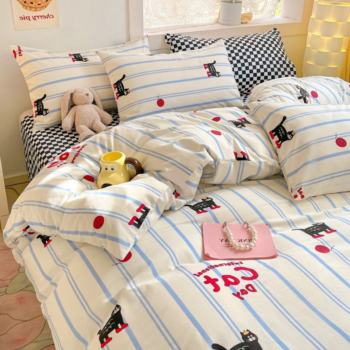 91家纺网 家纺一手货源 找家纺 （总）吉象家纺 2025新款亲肤舒适全棉纯棉小清新卡通系列四件套