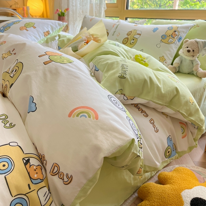 91家纺网 家纺一手货源 找家纺 （总）吉象家纺 2025新款亲肤舒适全棉纯棉小清新卡通系列四件套