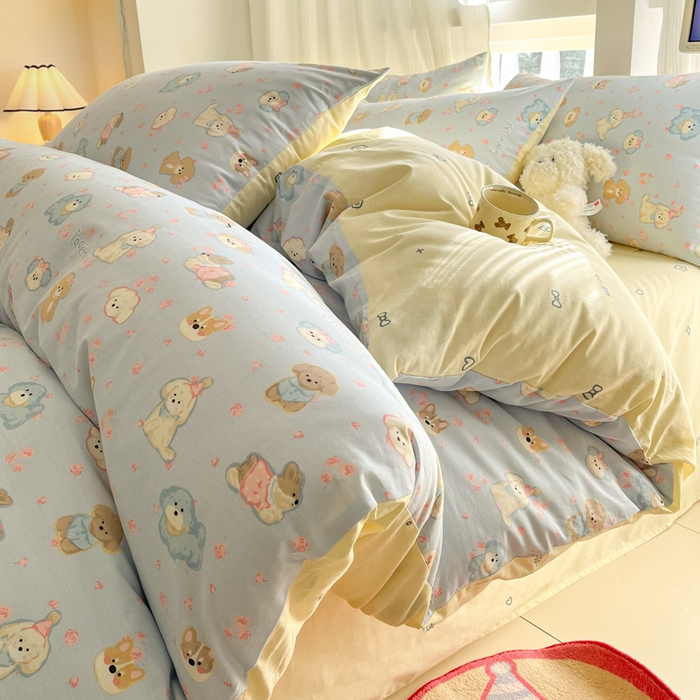 91家纺网 家纺一手货源 找家纺 （总）吉象家纺 2025新款亲肤舒适全棉纯棉小清新卡通系列四件套