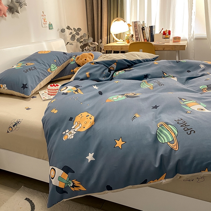 91家纺网 家纺一手货源 找家纺 （总）吉象家纺 2025新款亲肤舒适全棉纯棉小清新卡通系列四件套