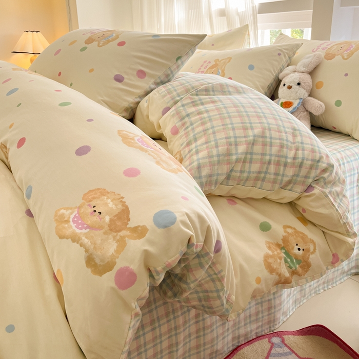 91家纺网 家纺一手货源 找家纺 （总）吉象家纺 2025新款亲肤舒适全棉纯棉小清新卡通系列四件套