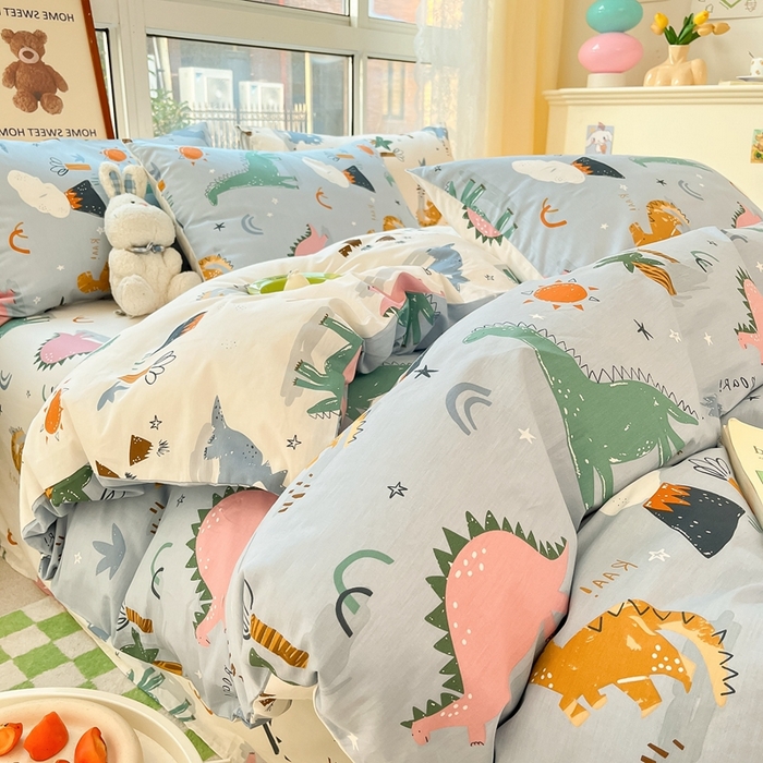 91家纺网 家纺一手货源 找家纺 （总）吉象家纺 2025新款亲肤舒适全棉纯棉小清新卡通系列四件套