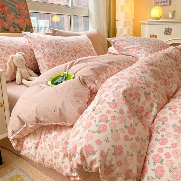 91家纺网 家纺一手货源 找家纺 （总）吉象家纺 2025新款亲肤舒适全棉纯棉小清新卡通系列四件套