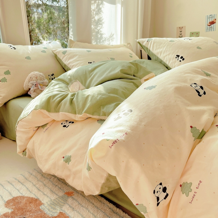 91家纺网 家纺一手货源 找家纺 （总）吉象家纺 2025新款亲肤舒适全棉纯棉小清新卡通系列四件套