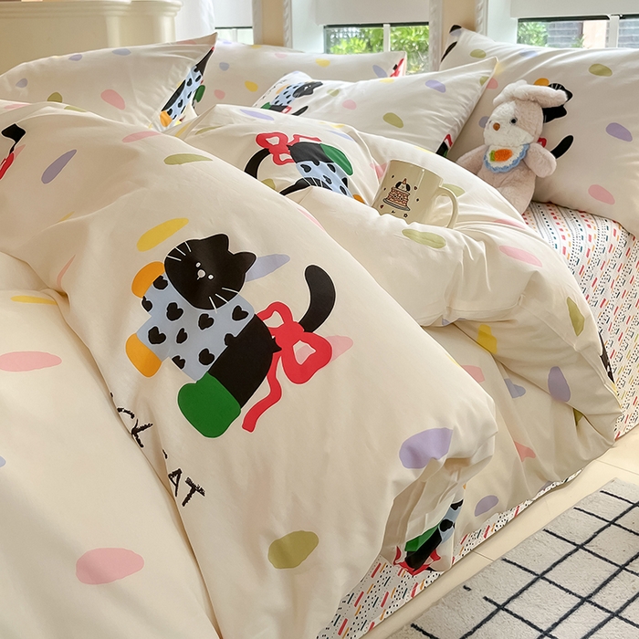 91家纺网 家纺一手货源 找家纺 （总）吉象家纺 2025新款亲肤舒适全棉纯棉小清新卡通系列四件套