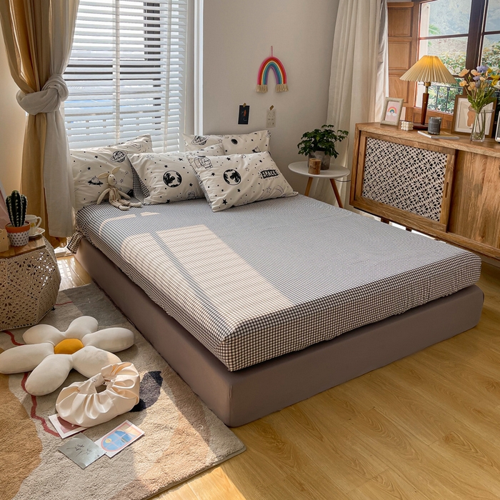 91家纺网 家纺一手货源 找家纺 吉象家纺 2025新款亲肤舒适全棉纯棉小清新卡通系列四件套 快乐星球