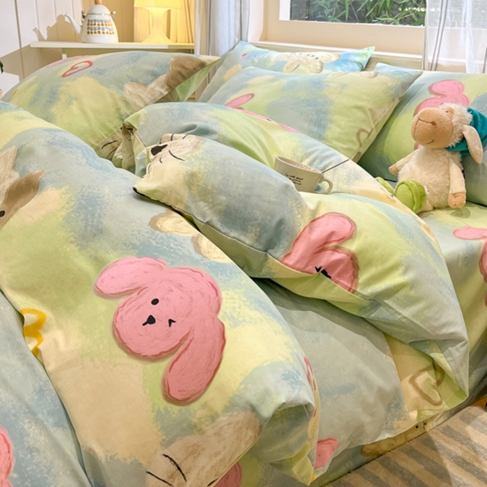 吉象家纺 2025新款亲肤舒适全棉纯棉小清新卡通系列四件套 蜡笔画