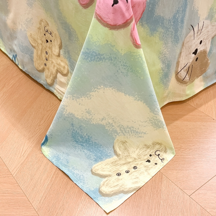 91家纺网 家纺一手货源 找家纺 吉象家纺 2025新款亲肤舒适全棉纯棉小清新卡通系列四件套 蜡笔画