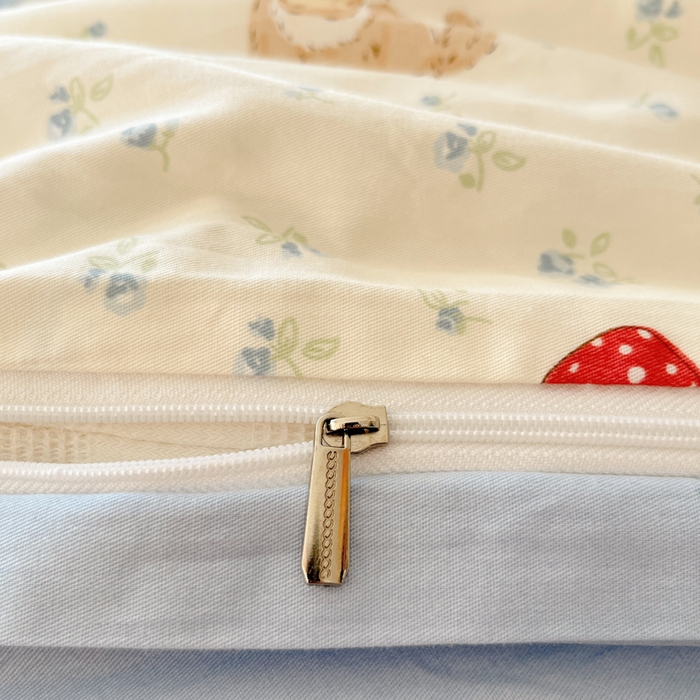 91家纺网 家纺一手货源 找家纺 吉象家纺 2025新款亲肤舒适全棉纯棉小清新卡通系列四件套 蓝碎花修狗