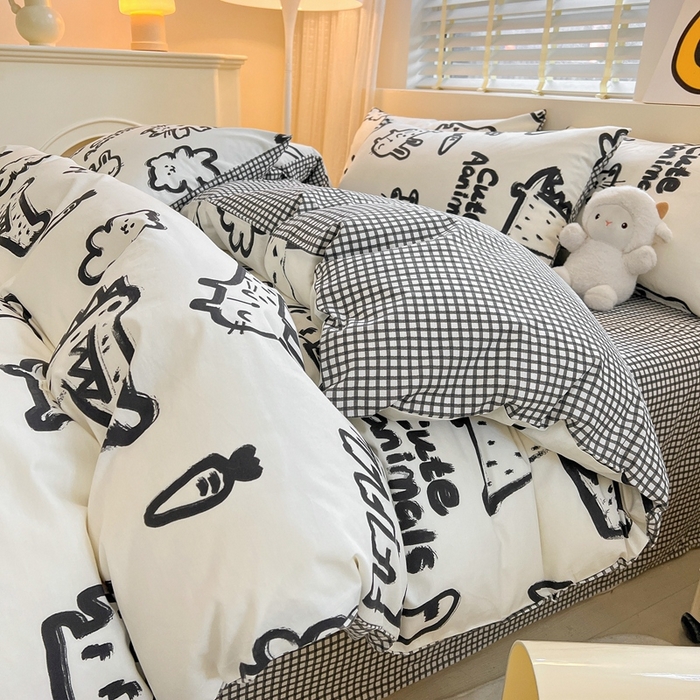 吉象家纺 2025新款亲肤舒适全棉纯棉小清新卡通系列四件套 漫画家