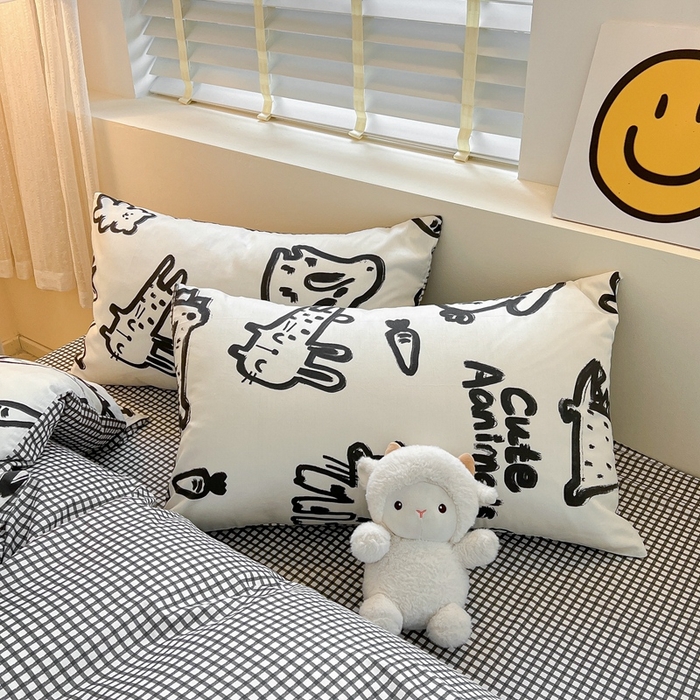 91家纺网 家纺一手货源 找家纺 吉象家纺 2025新款亲肤舒适全棉纯棉小清新卡通系列四件套 漫画家