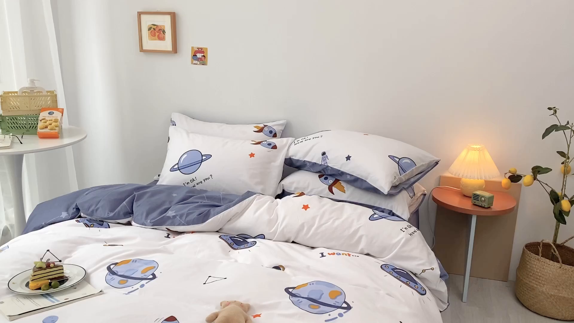 91家纺网 家纺一手货源 找家纺 吉象家纺 2025新款亲肤舒适全棉纯棉小清新卡通系列四件套 太空旅行