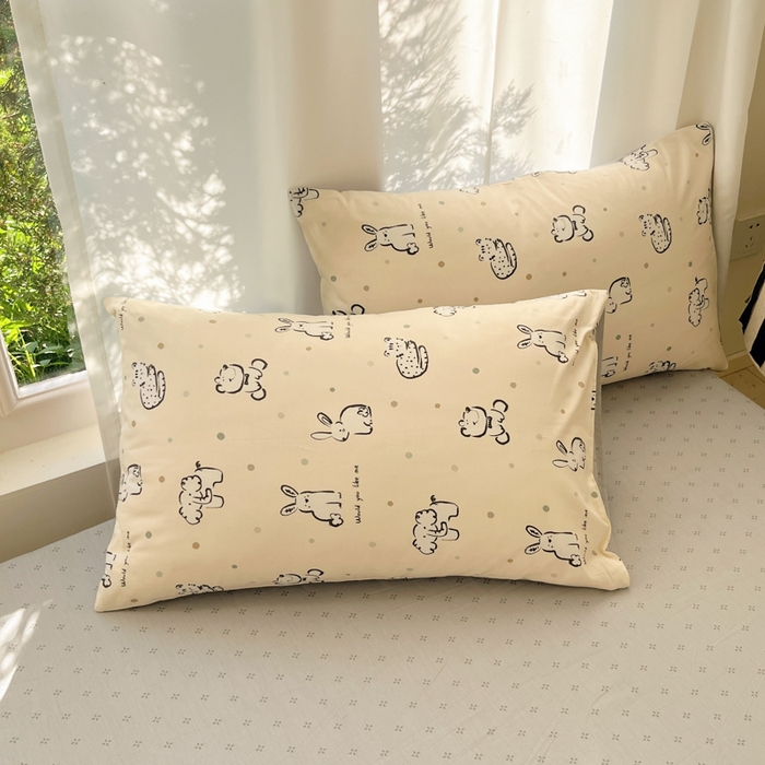 91家纺网 家纺一手货源 找家纺 吉象家纺 2025新款亲肤舒适全棉纯棉小清新卡通系列四件套 涂鸦动物园