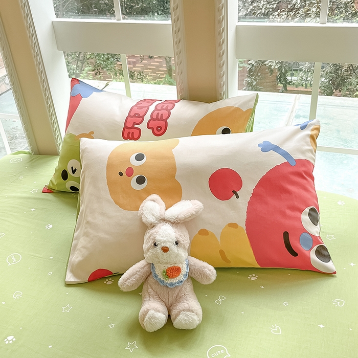 91家纺网 家纺一手货源 找家纺 吉象家纺 2025新款亲肤舒适全棉纯棉小清新卡通系列四件套 微笑天团