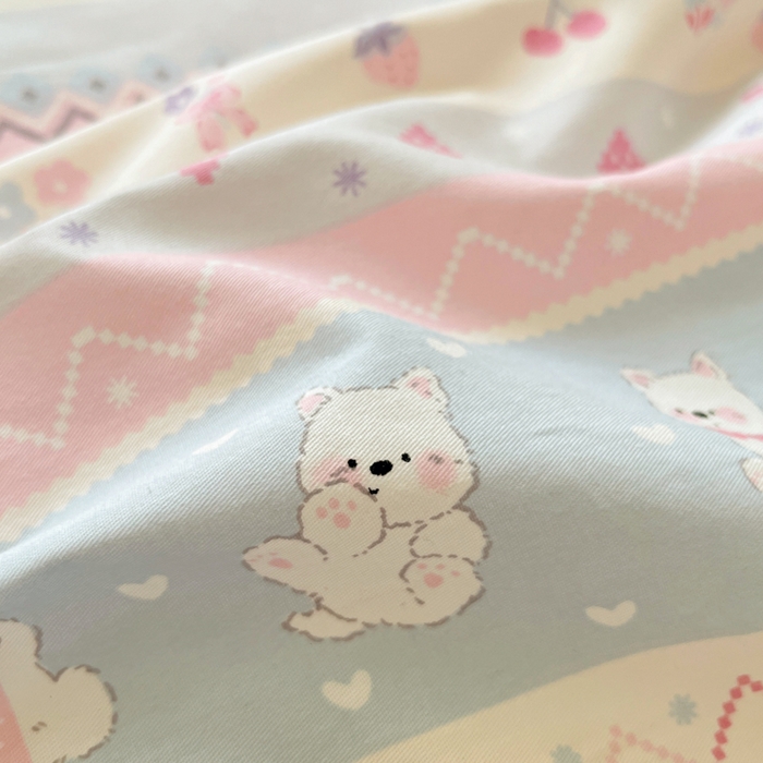 91家纺网 家纺一手货源 找家纺 吉象家纺 2025新款亲肤舒适全棉纯棉小清新卡通系列四件套 小狗笔记