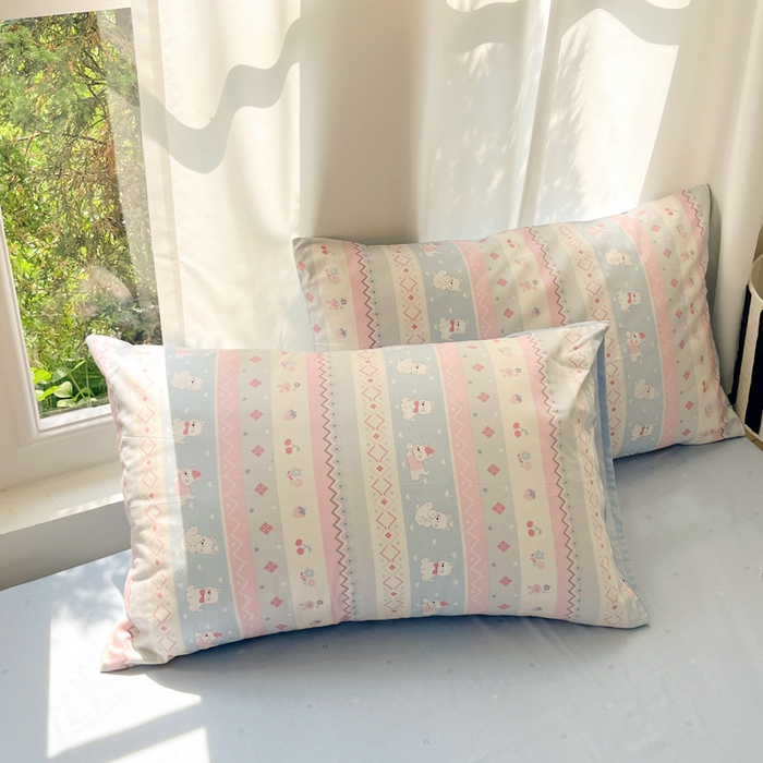 91家纺网 家纺一手货源 找家纺 吉象家纺 2025新款亲肤舒适全棉纯棉小清新卡通系列四件套 小狗笔记