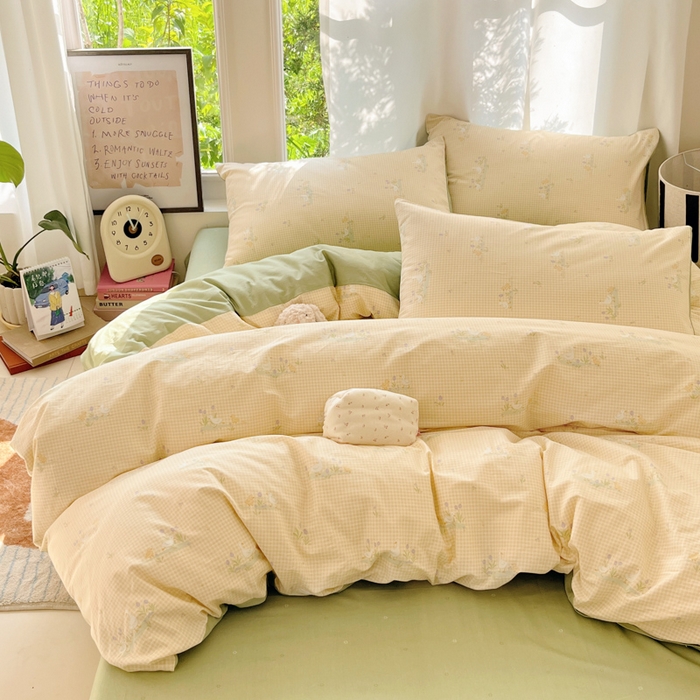 91家纺网 家纺一手货源 找家纺 吉象家纺 2025新款亲肤舒适全棉纯棉小清新卡通系列四件套 小萌鸭