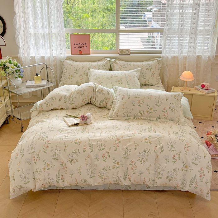 91家纺网 家纺一手货源 找家纺 花梦欣 2025新款全棉纯棉印花单品系列-三件套 暖樱之舞