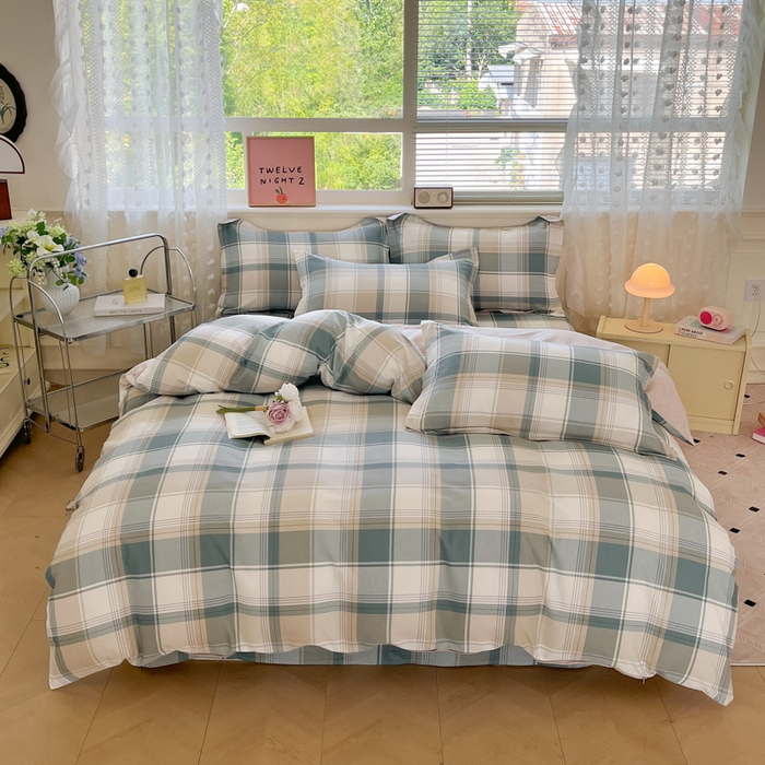 91家纺网 家纺一手货源 找家纺 花梦欣 2025新款全棉纯棉印花单品系列-三件套 悬浮晶阵绿