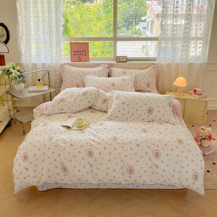 91家纺网 家纺一手货源 找家纺 花梦欣 2025新款全棉纯棉印花单品系列-三件套 云朵相馆