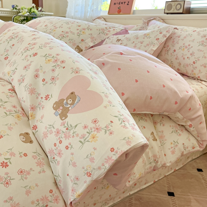 91家纺网 家纺一手货源 找家纺 花梦欣 2025新款全棉纯棉印花单品系列-三件套 旧书折痕粉