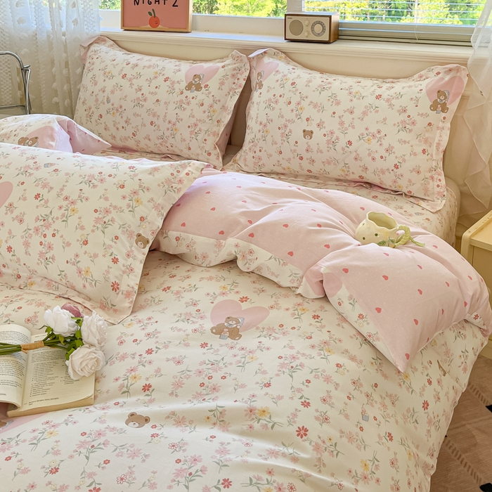 91家纺网 家纺一手货源 找家纺 花梦欣 2025新款全棉纯棉印花单品系列-三件套 旧书折痕粉