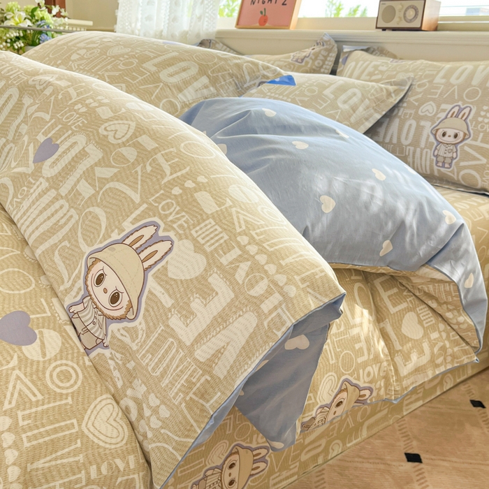 91家纺网 家纺一手货源 找家纺 花梦欣 2025新款全棉纯棉印花单品系列-三件套 拉布兔兔