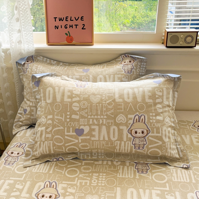 91家纺网 家纺一手货源 找家纺 花梦欣 2025新款全棉纯棉印花单品系列-三件套 拉布兔兔