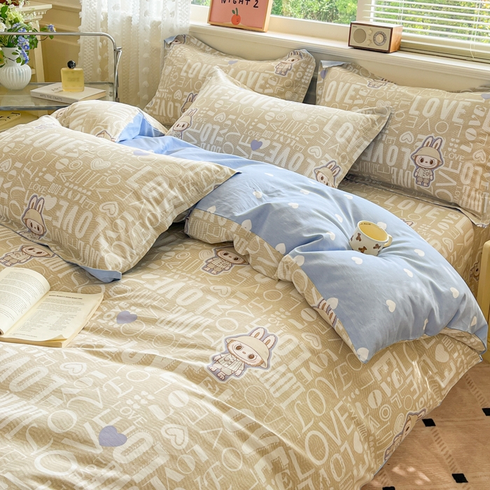 91家纺网 家纺一手货源 找家纺 花梦欣 2025新款全棉纯棉印花单品系列-三件套 拉布兔兔